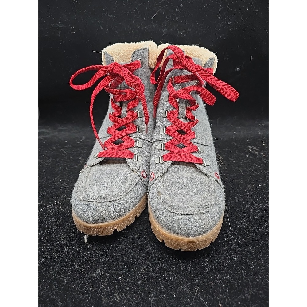 KORKS Size 10 EVIE LACE UP WOOL‎ HEELED HIKER ANKLE BOOTIE GRAY Gently Worn - Picture 3 of 9